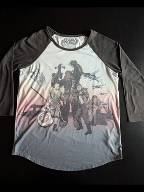 Star Wars Z Raglan Graphic Tee - Gray & White SZ Medium